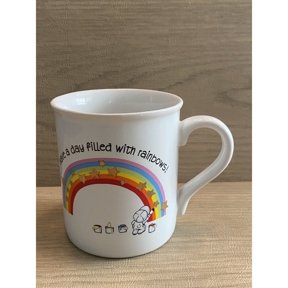 Vtg Hallmark Mug Mates Rainbow Hearts Stars Painter Coffee Cup Mug 1983 Hallmark